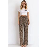 Viskon Pamuklu Kadın Leopar Desenli Pijama Pantolon - Mg005 -