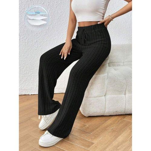 Kadın Hafif şardonlu Full Likralı Fitilli Kaşkorse Kumaş Bol Paça Pantolon