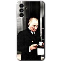 Samsung Galaxy M23 Kılıf Baskılı Kapak - Atatürk Türk Kahvesi + 5D Tam Kaplayan Cam