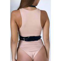 Göğüs Detaylı Boyundan Ve Belden Bağlamalı Fantezi Deri Harness
