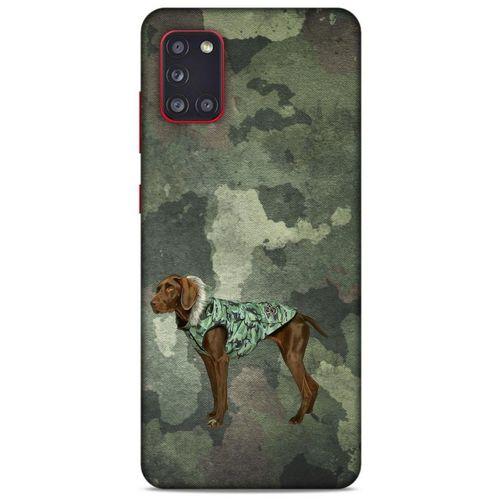 Samsung Galaxy A31 Kılıf Köpek Kıyafetleri (49) Ultra Silikon Kılıf Kamuflaj Mont