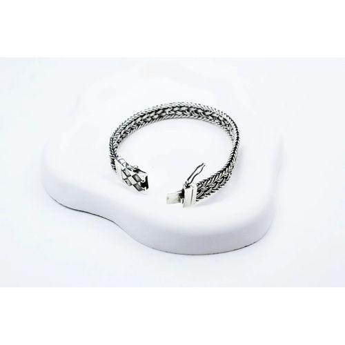 El Örmesi Papağan Kilitli Gümüş Erkek Bileklik