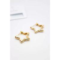 Taşlı Yıldız Küpe - Altın