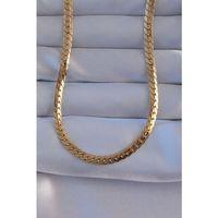 316L Çelik Gold Renk Yassı Burgu Zincir Model Kolye