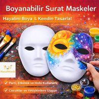 Boyanabilir Surat Model Maske – Lastikli | Kendin Tasarla