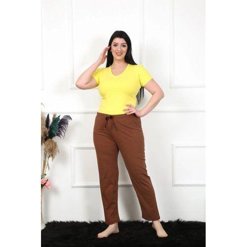 Kadın Pamuklu Büyük Beden Alt Pijama Kahve