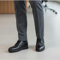 Tamboğa 673 Siyah Cilt Lazer Desenli Erkek Kundura Ayakkabı