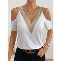 Kadın Omuzlardan Açık V Yakalı Viskon Bluz