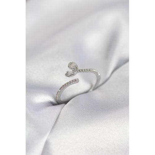 Gümüş Renk Pirinç Kuyruklu Kalp Model Kadın Yüzük