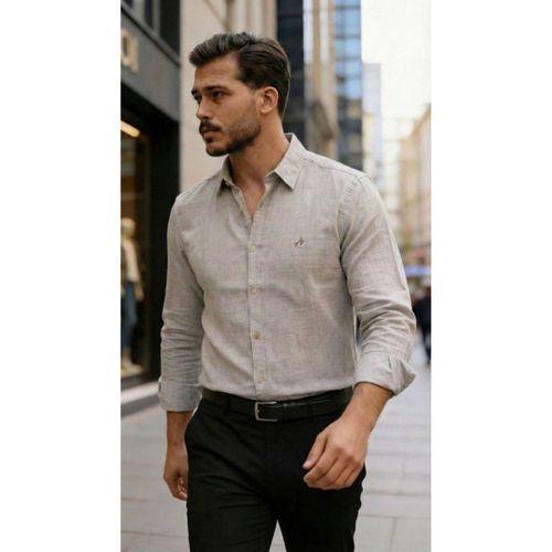 Erkek Uzun Kollu Keten Gömlek