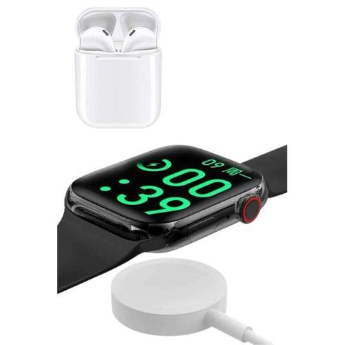 Akıllı Saat Gümüş Kasa Bluetooth Kulaklık Hediyeli Çok Fonksiyonlu İkili Set