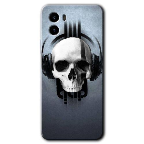 Vivo Y15s Kılıf HD Desen Baskılı Arka Kapak - Müzik Kurukafa + Kırılmaz Cam