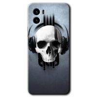 Vivo Y15s Kılıf HD Desen Baskılı Arka Kapak - Müzik Kurukafa + Kırılmaz Cam