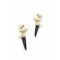 Fildişi Halka Küpe - Siyah