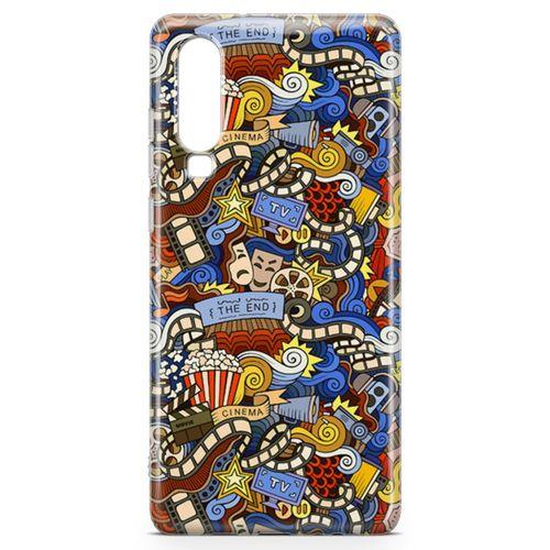 Huawei P30 Kılıf Doodle Sinemasever Arka Kapak Koruma Desenli Full Koruyucu