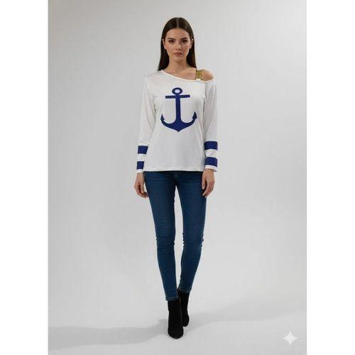 Kadın Uzun Kollu Kayık Yaka Omuz Dekoltesi Ve Toka Detaylı Bluz