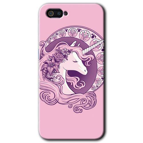 Realme C2 Kılıf HD Desen Baskılı Arka Kapak - Unicorn-Pembe