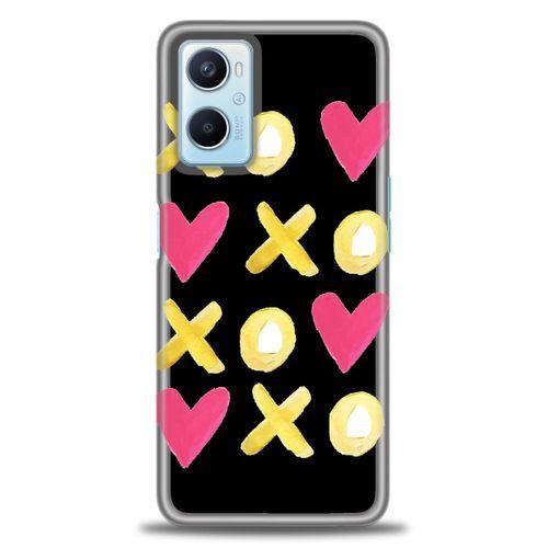 Oppo A96 4G Kılıf HD Baskılı Kılıf - XOXOXO + Tam Ekran Koruyucu