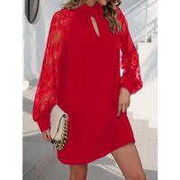 Lucky Life Uzun Kollu Tül Detay Sandy Mini Boy Elbise