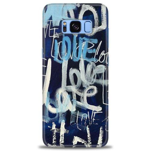 Samsung Galaxy S8 Plus Kılıf HD Baskılı Kılıf - Love Mavi + Tam Ekran Koruyucu
