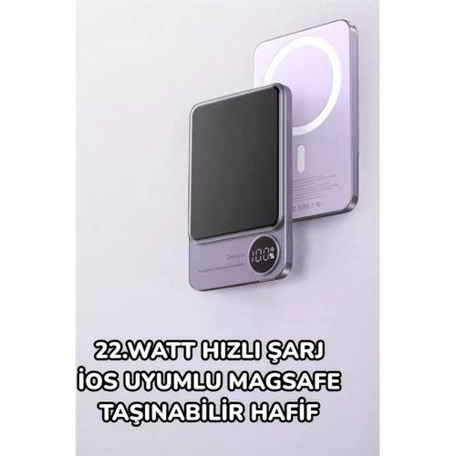İos Uyumlu 22.5w Hızlı Şarj Magsafe Powerbank Dijital Göstergeli 10.000 Mah