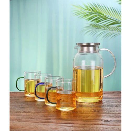 Borosilikat Cam Sürahi Ve 4'lü Fincan Seti