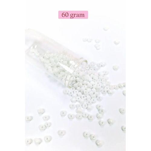 Dökme Cam Kum Boncuk Büyük Boy (6/0) 4 mm - 60 Gram - Kar Beyaz - BNC109