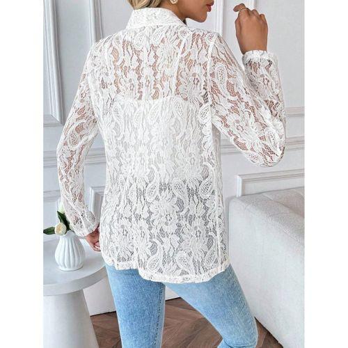 Kadın Uzun Kollu Yakalı önü Açık Dantelli Ceket