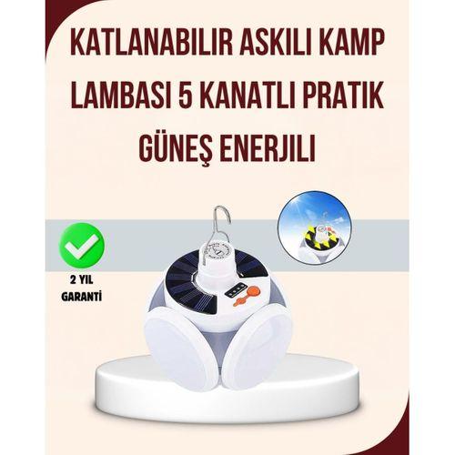 Güneş Enerjili Usb Şarj Edilebilir 5 Modlu Katlanabilir Led Kamp Işığı
