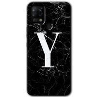 MRCİLETİSİM Tecno Pova Kılıf HD Desen Baskılı Arka Kapak+Temperli Cam - Siyah Mermer Desenli Y Harfi