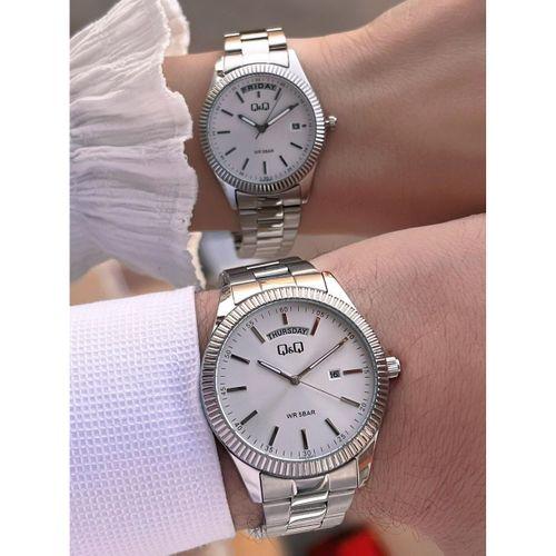 Q&Q Çelik Kordon 2 Yıl Garantili 3 Atm Suya Dayanıklı Sevgili Ve Ciftlere Özel Kol Saati QQ.CF001.2