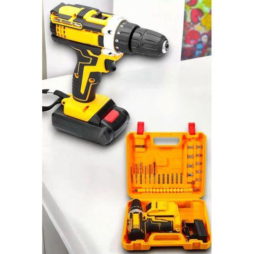 24 Parça Çift Bataryalı Şarjlı Matkap Seti 24w Motor Ve Otomatik Mil Kilitli Tasarım