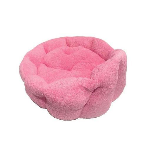 Süslüpati Kullanışlı Yıkanabilir Kumaş Silikon Elyaf Dolgulu Kedi Köpek Yatağı Pembe 52Cm