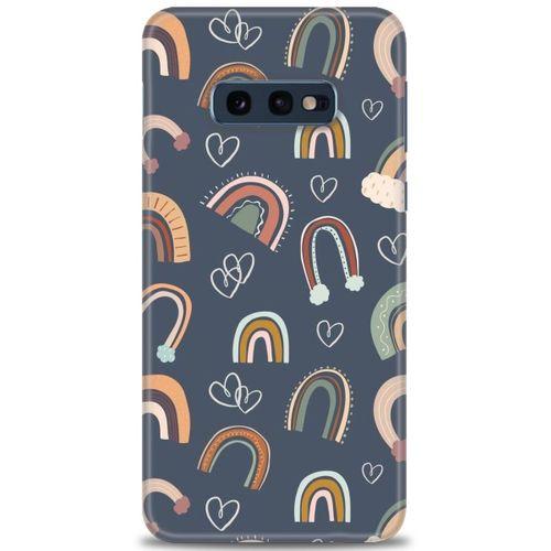 Samsung Galaxy S10E Kılıf HD Baskılı Kılıf - Gökyüzü Kalp + Tam Ekran Koruyucu