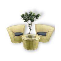 Moon Krem Rattan Koyu Gri Kumaş Bahçe Koltuk Kahve Takımı