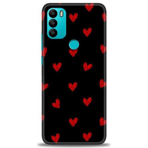 General Mobile GM 21 Plus Kılıf HD Baskılı Kılıf - Kırmızı Kalpler + Tam Ekran Koruyucu