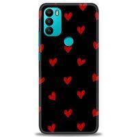 General Mobile GM 21 Plus Kılıf HD Baskılı Kılıf - Kırmızı Kalpler + Tam Ekran Koruyucu