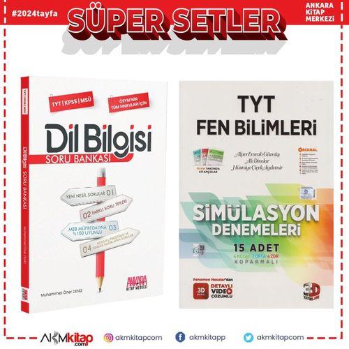 3D TYT Fen Bilimleri Deneme ve AKM Dil Bilgisi Soru Bankası Seti 2 Kitap