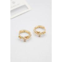 Taşlı Çivi Küpe - Altın