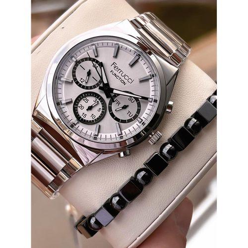 Ferrucci İç Fonksiyonları Aktif 30mt Suya Dayanıklı Çelik Kordon + Bİleklik Hediyeli Erkek Kol Saati VS.BLKT.0752