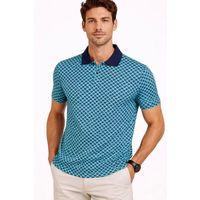 Erkek Pike Kumaş Polo Yaka Desenli Tişört Kısa Kol Yazlık T-Shirt - Turkuaz