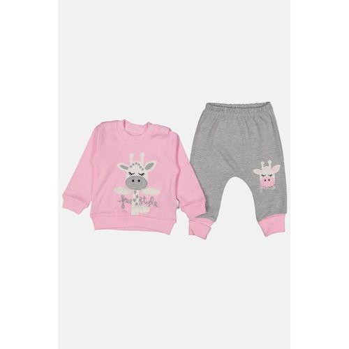 Zürafa Nakışlı % 100 Pamuk Kız Bebek Takımı