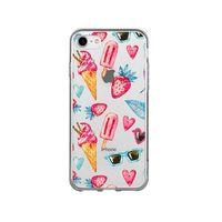 iPhone 8 Summer Çilek Desenli Premium Şeffaf Silikon Kılıf