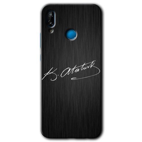 MRCİLETİSİM Huawei P20 Lite Kılıf HD Desen Baskılı Arka Kapak + Temperli Cam - İmza Atatürk