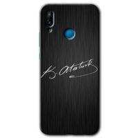 MRCİLETİSİM Huawei P20 Lite Kılıf HD Desen Baskılı Arka Kapak + Temperli Cam - İmza Atatürk