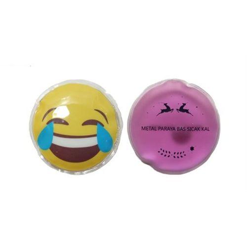 Gülen Emoji Pembe Ceylan Cep Sobası,El Isıtıcı,2 Adet Sıcak Su Torbası Pvc 9Cm