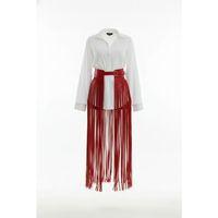 Kırmızı Etek Deri Püsküllü Uzun Maksi Kemerli - Brf1003