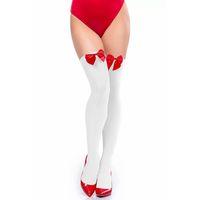 Kırmızı Fiyonklu Beyaz Jartiyer Çorabı Brf1147