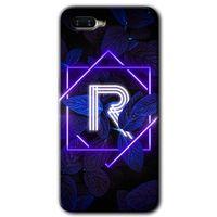 OPPO Oppo Rx 17 Neo Kılıf HD Desen Baskılı Arka Kapak - Dark Neon Yaprak R Harfi