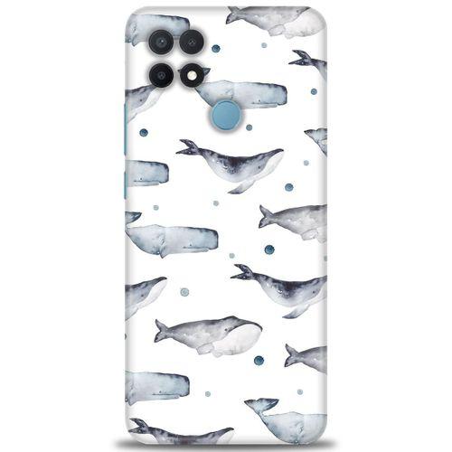 Oppo A15S Kılıf HD Baskılı Kılıf - Balinalar + Tam Ekran Koruyucu